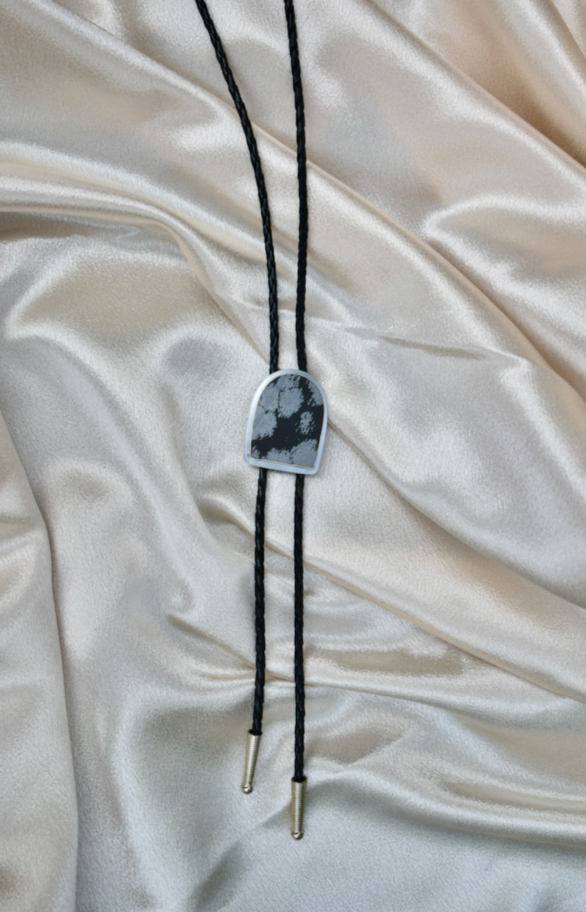 Cate // Snowflake Obsidian Bolo Tie